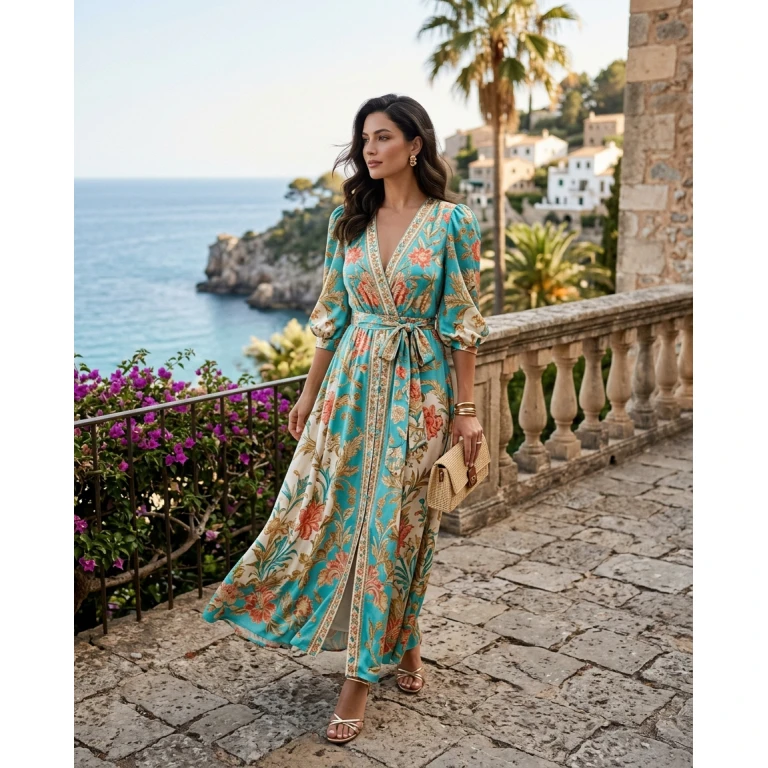 Gemma Deeks Style Guide: Resort chic wedding guest dress in Majorca Summer 2026