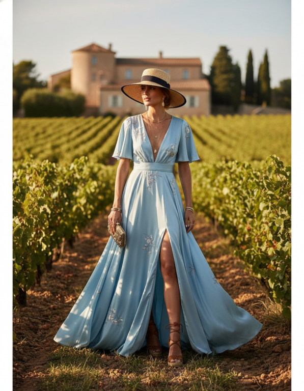 Gemma Deeks Style Guide: Resort chic wedding guest dress in Provence France Summer 2026