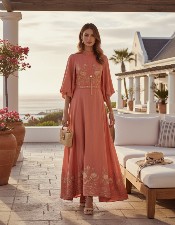 Gemma Deeks Style Guide: Resort chic wedding guest dress in South Africa Summer 2026