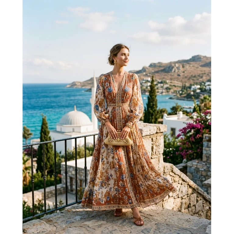 Gemma Deeks Style Guide: Resort chic wedding guest dress in Turkey Summer 2026