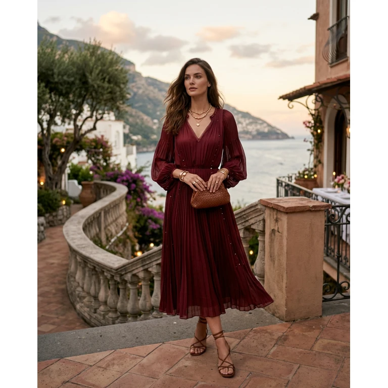 Gemma Deeks Style Guide: Resort Wear Anniversary in Burgundy Summer 2026