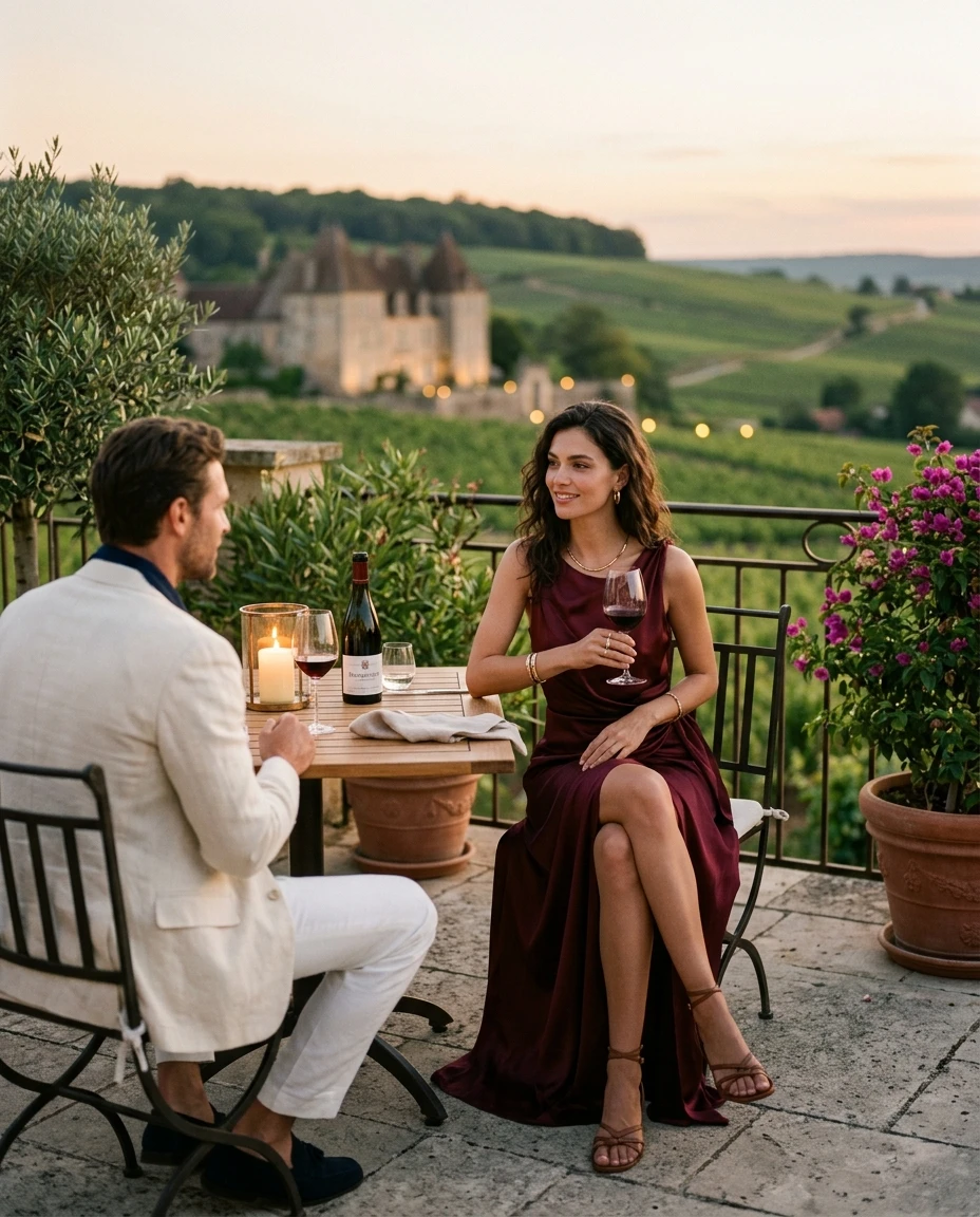 Gemma Deeks Style Guide: Resort Wear Date night in Burgundy Summer 2026