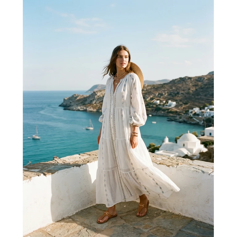 Gemma Deeks Style Guide: Resort Wear Designer Summer Dresses in Crete Summer 2026