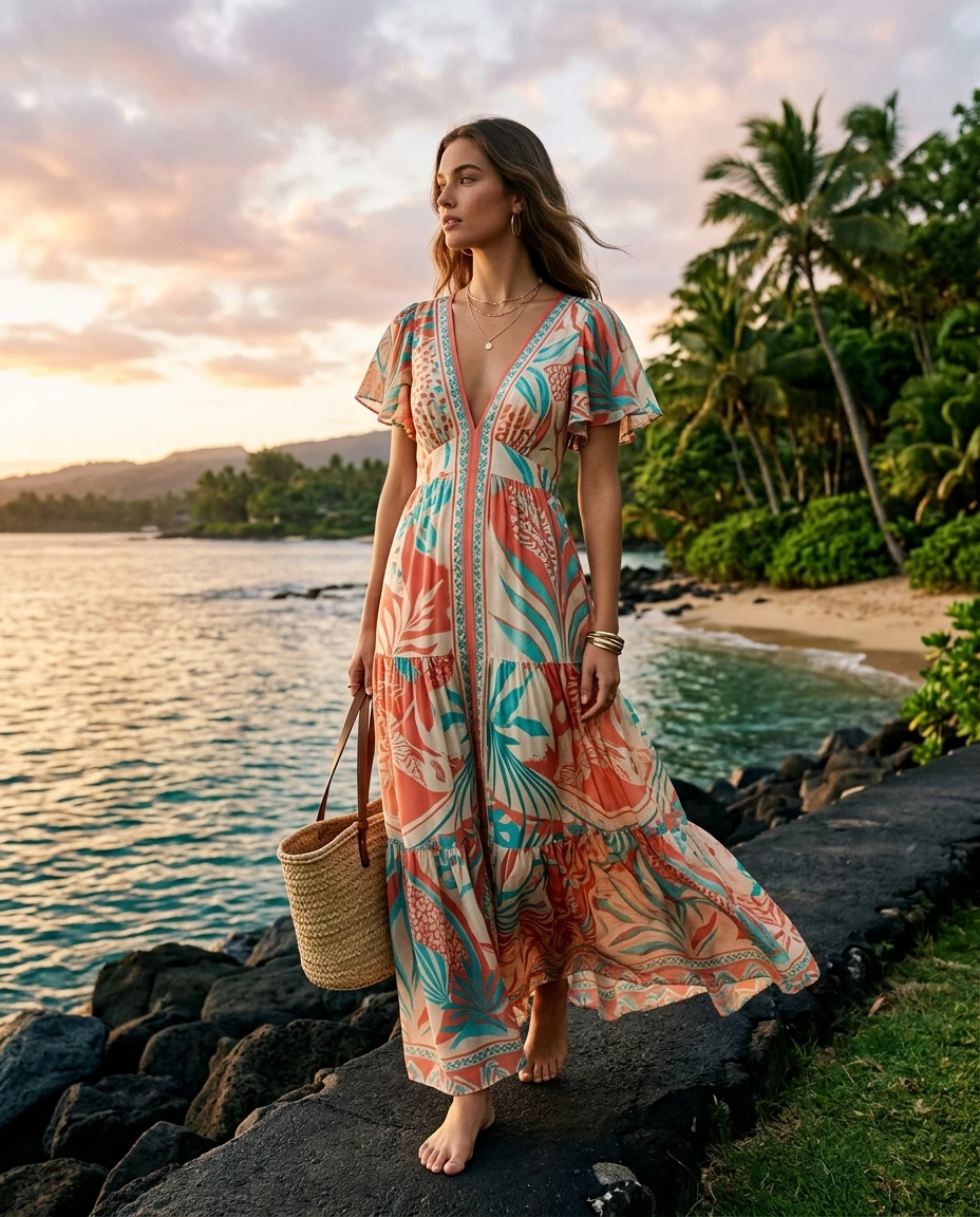 Gemma Deeks Style Guide: Resort Wear Designer Summer Dresses in Hawaii Summer 2026