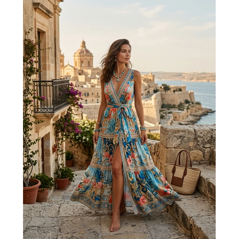 Gemma Deeks Style Guide: Resort Wear Designer Summer Dresses in Malta Summer 2026