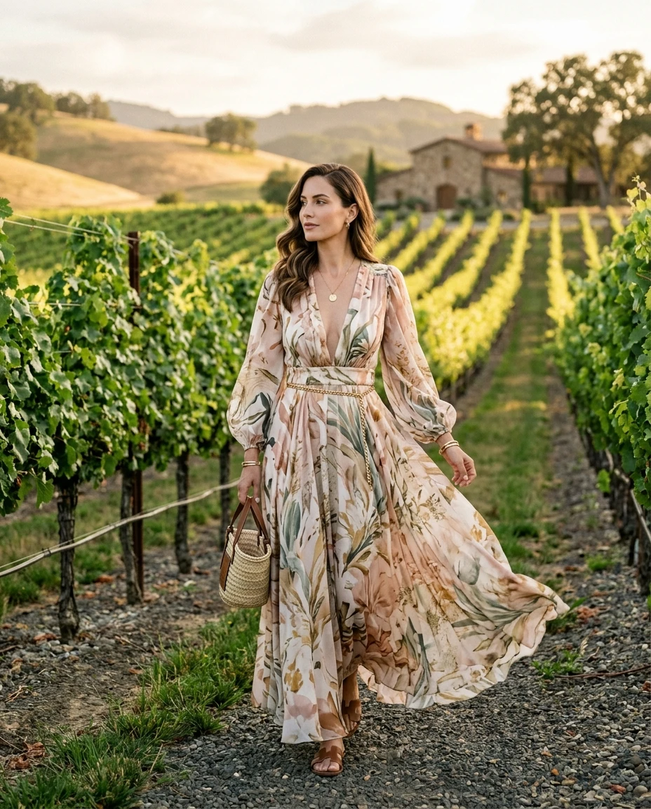 Gemma Deeks Style Guide: Resort Wear Designer Summer Dresses in Napa Valley Summer 2026