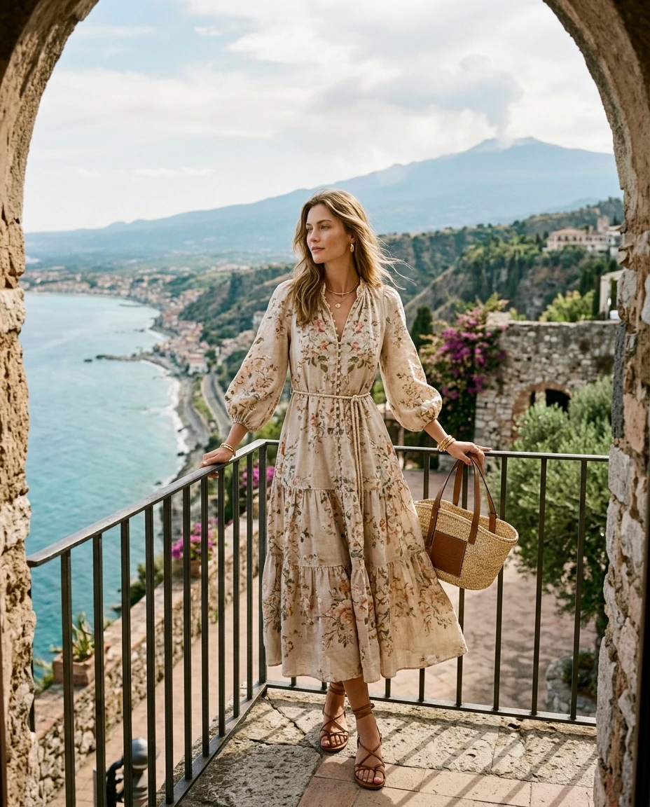 Gemma Deeks Style Guide: Resort Wear Designer Summer Dresses in Sicily Summer 2026