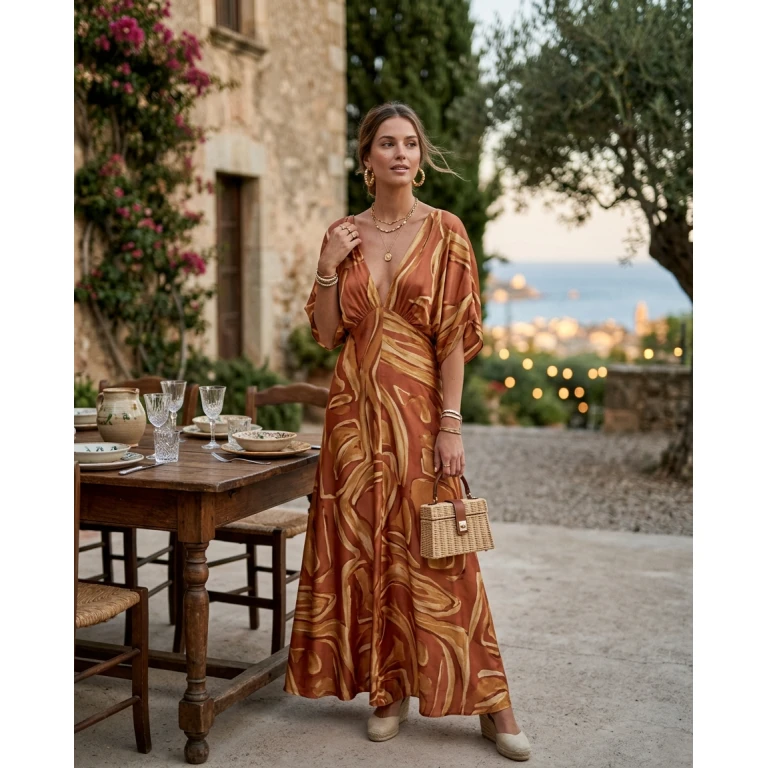 Gemma Deeks Style Guide: Resort Wear dinner outfit in Catalonia Summer 2026
