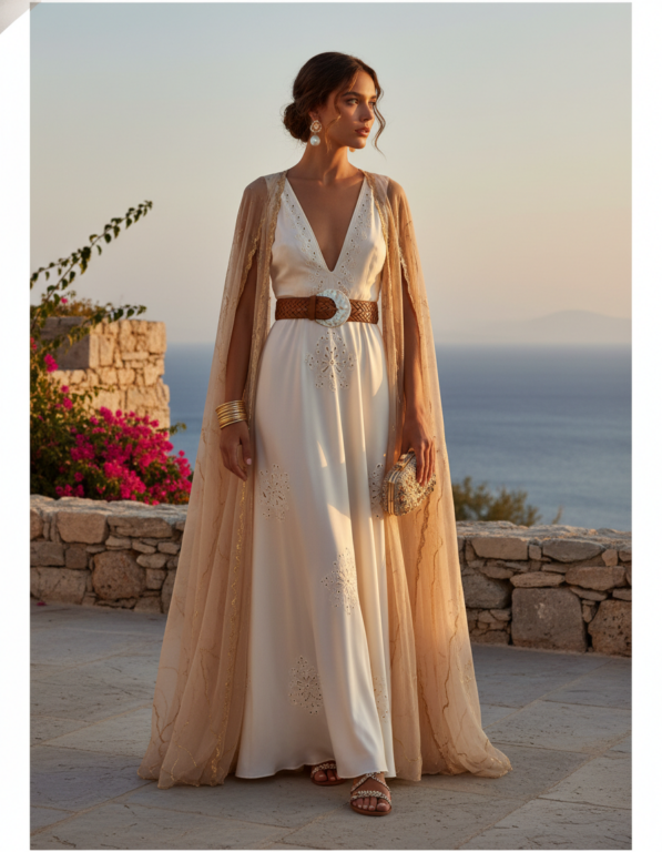 Gemma Deeks Style Guide: Resort Wear dinner outfit in Crete Summer 2026