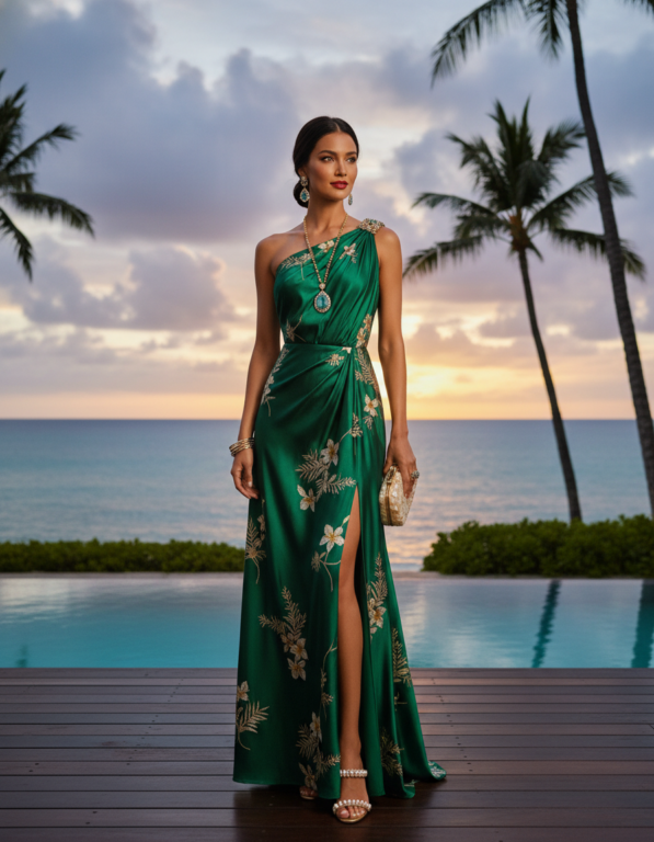 Gemma Deeks Style Guide: Resort Wear dinner outfit in Hawaii Summer 2026