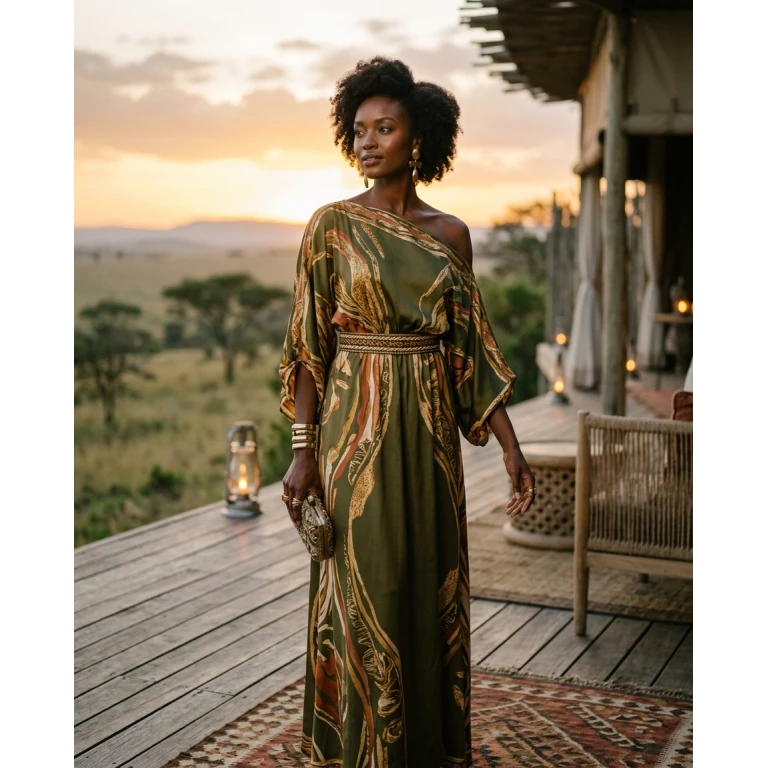 Gemma Deeks Style Guide: Resort Wear dinner outfit in Kenya Summer 2026