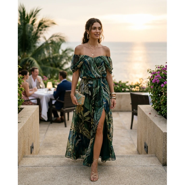 Gemma Deeks Style Guide: Resort Wear dinner outfit in Thailand Summer 2026