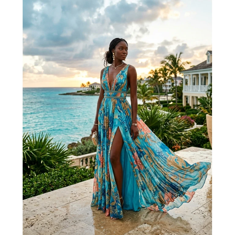 Gemma Deeks Style Guide: Resort Wear gala gown in Bahamas Summer 2026