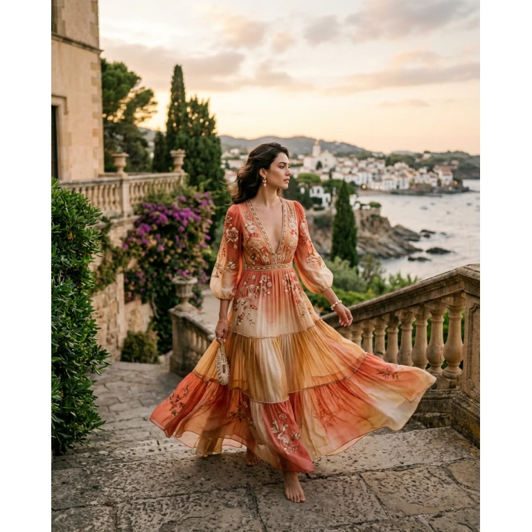 Gemma Deeks Style Guide: Resort Wear gala gown in Catalonia Summer 2026