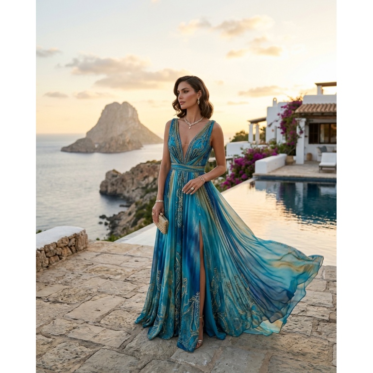 Gemma Deeks Style Guide: Resort Wear gala gown in Ibiza Summer 2026