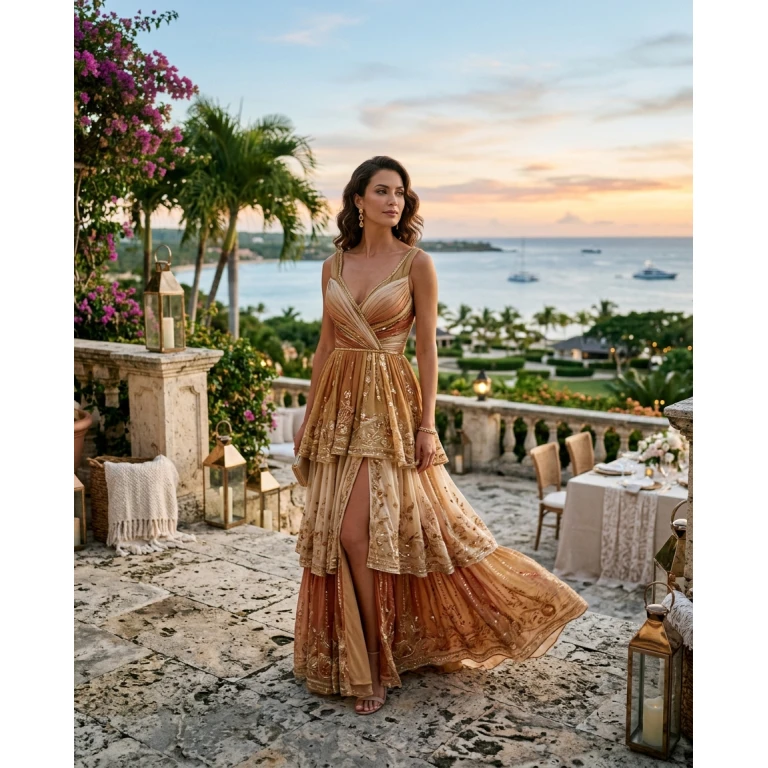 Gemma Deeks Style Guide: Resort Wear gala gown in La Romana Summer 2026