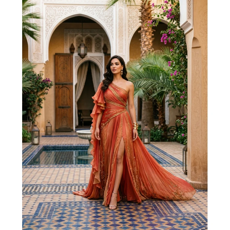 Gemma Deeks Style Guide: Resort Wear gala gown in Marrakech Summer 2026