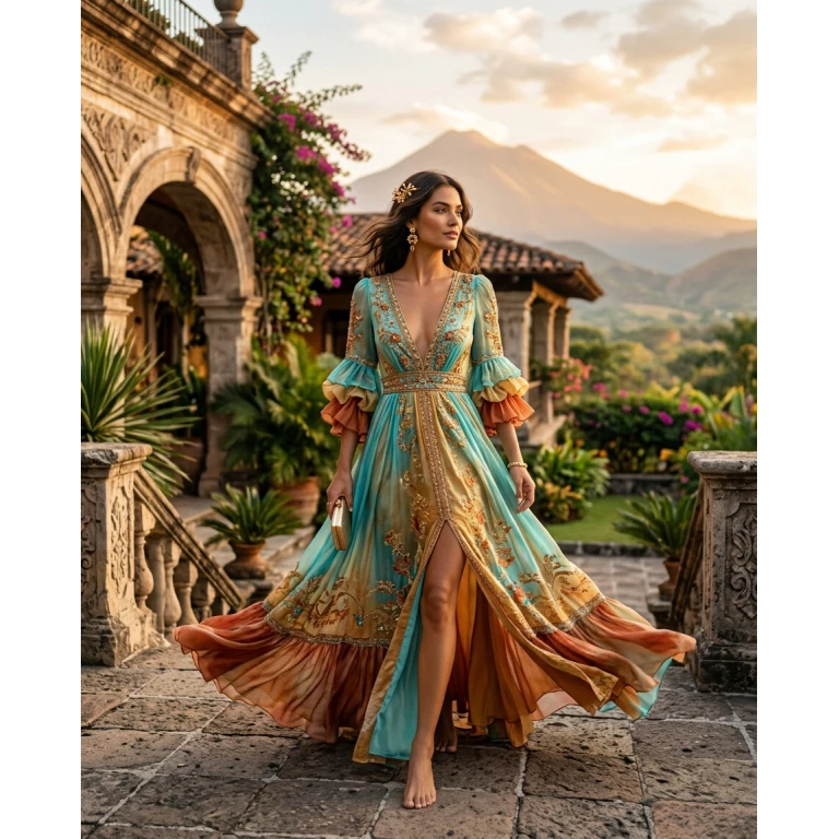 Gemma Deeks Style Guide: Resort Wear gala gown in Mexico Summer 2026
