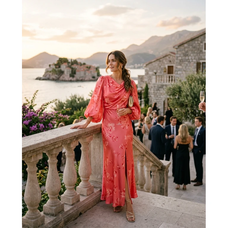 Gemma Deeks Style Guide: Resort Wear wedding guest dress in Montenegro Summer 2026