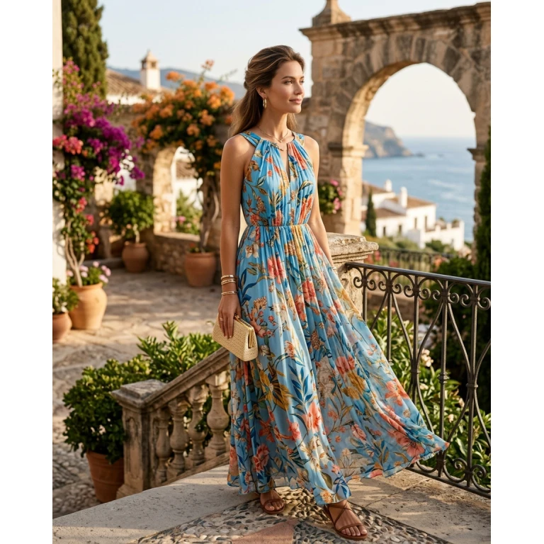 Gemma Deeks Style Guide: Resort Wear wedding guest dress in Spain Summer 2026