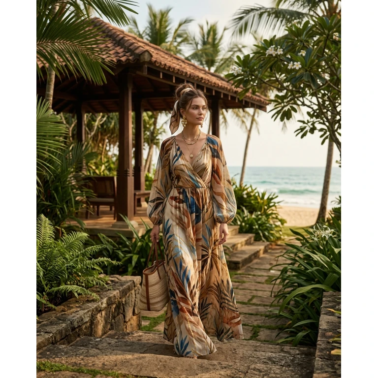 Gemma Deeks Style Guide: Resort Wear wedding guest dress in Sri Lanka Summer 2026