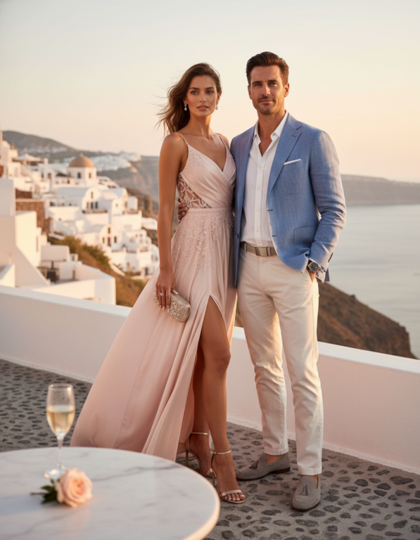 Gemma Deeks Style Guide: Semi Formal Date night in Santorini Summer 2026