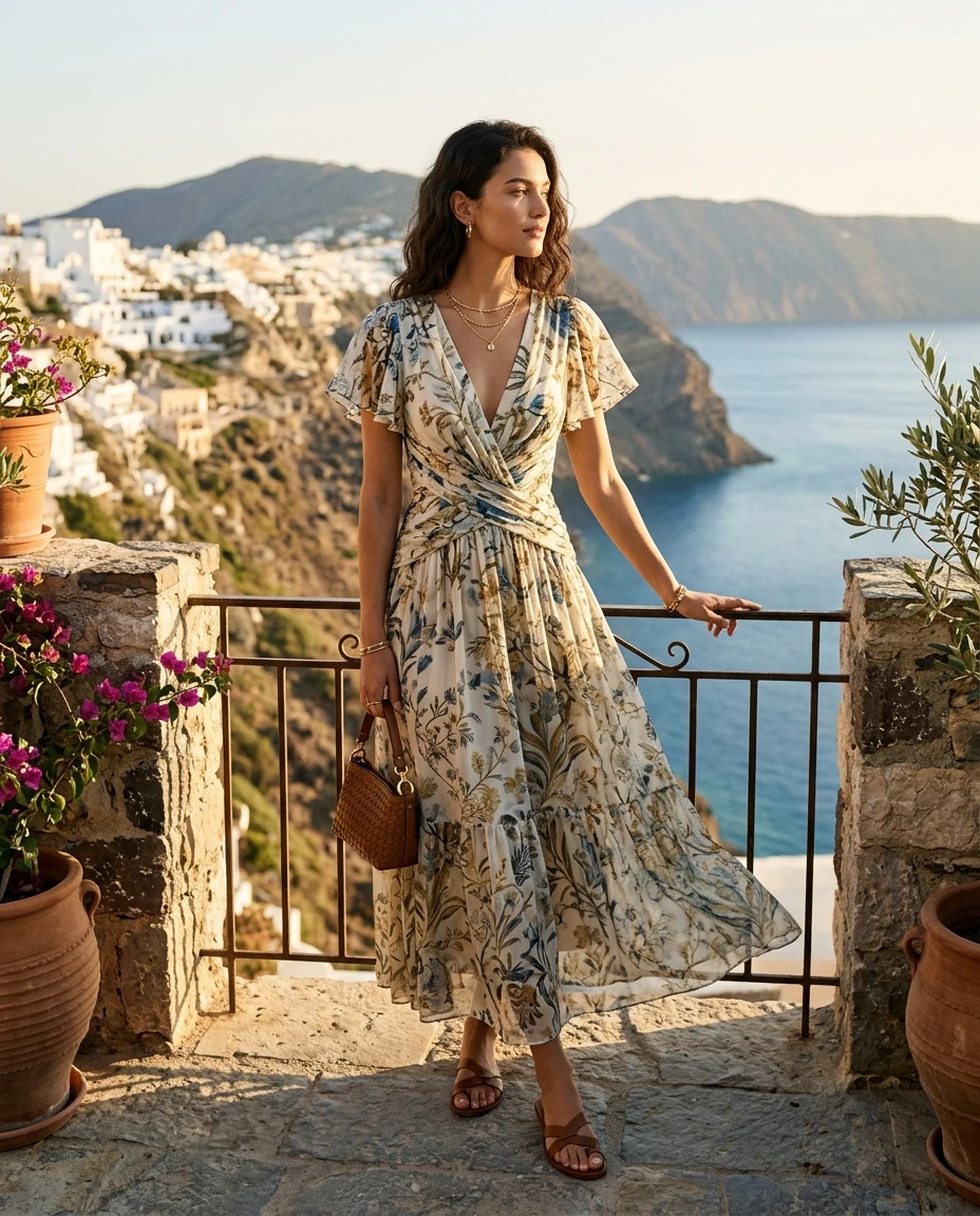 Gemma Deeks Style Guide: Semi Formal Designer Summer Dresses in Crete Summer 2026