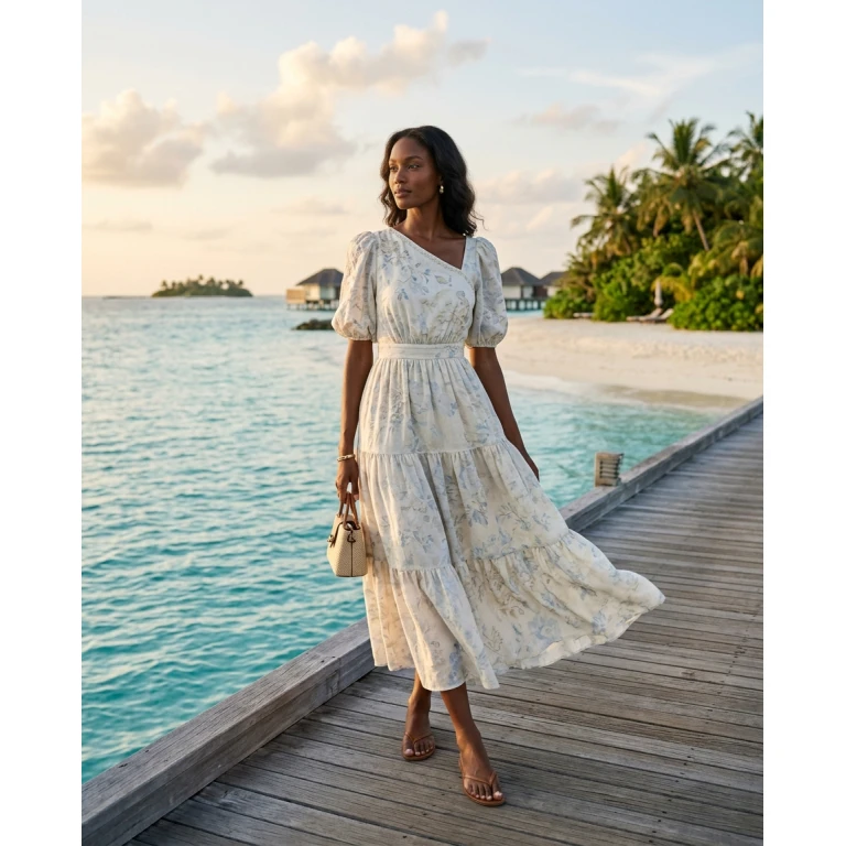 Gemma Deeks Style Guide: Semi Formal Designer Summer Dresses in Maldives Summer 2026