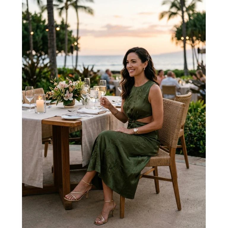 Gemma Deeks Style Guide: Semi Formal dinner outfit in Hawaii Summer 2026