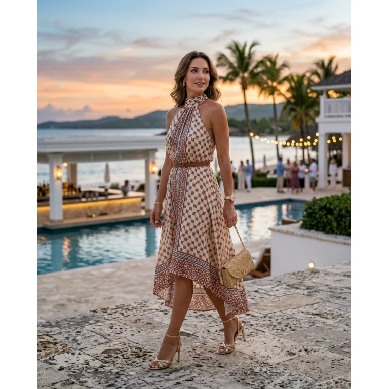 Gemma Deeks Style Guide: Semi Formal dinner outfit in La Romana Summer 2026