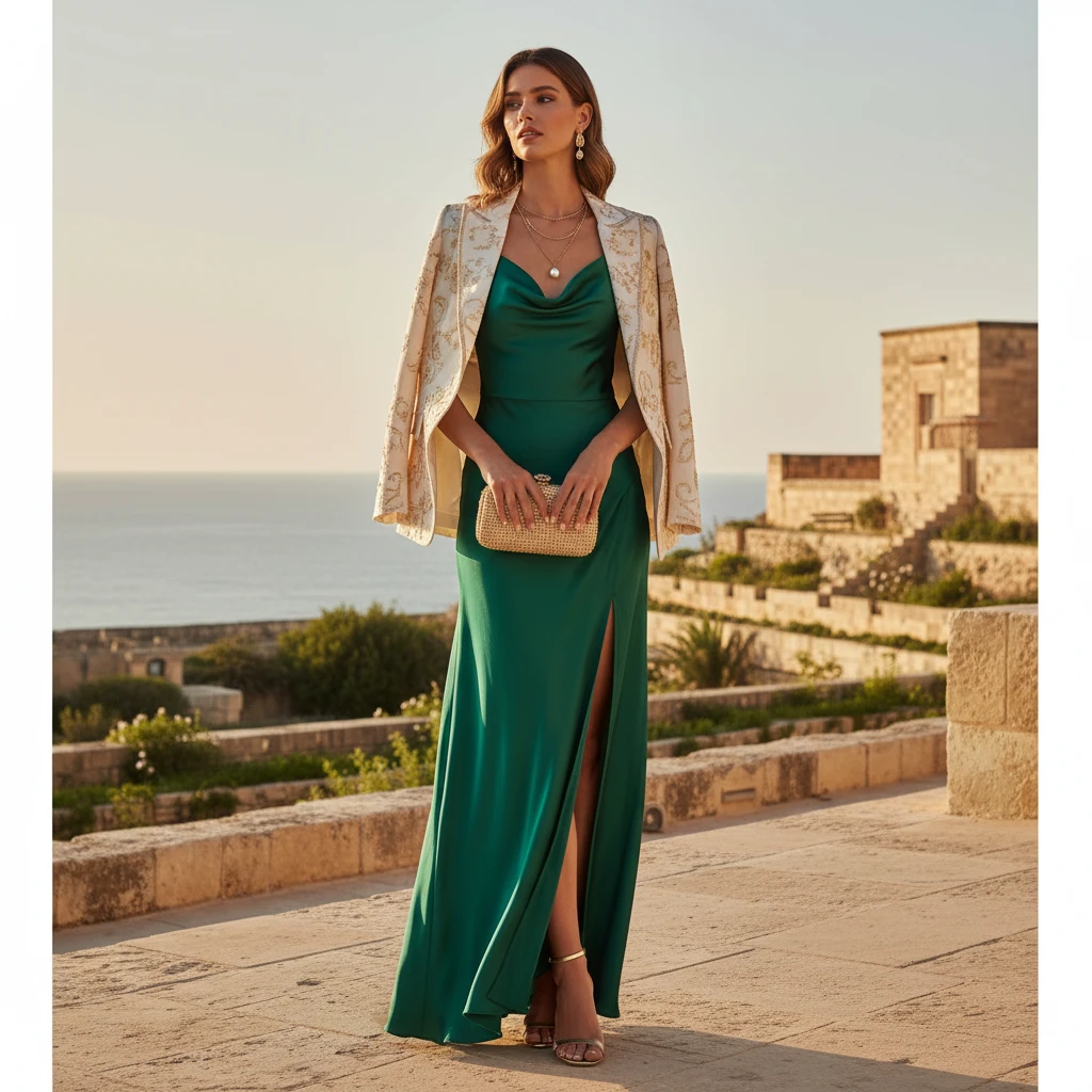 Gemma Deeks Style Guide: Semi Formal dinner outfit in Malta Summer 2026