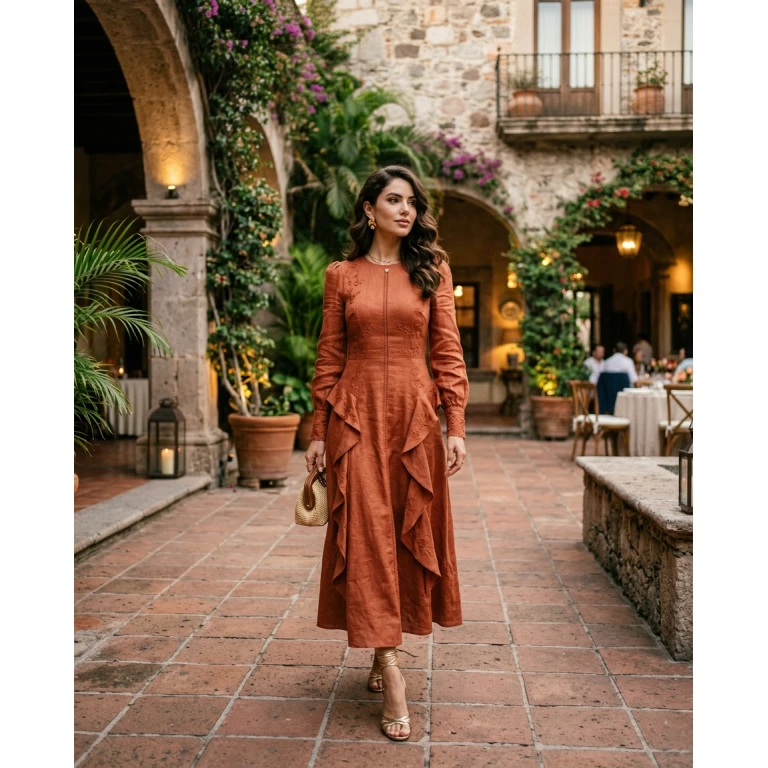 Gemma Deeks Style Guide: Semi Formal dinner outfit in Mexico Summer 2026