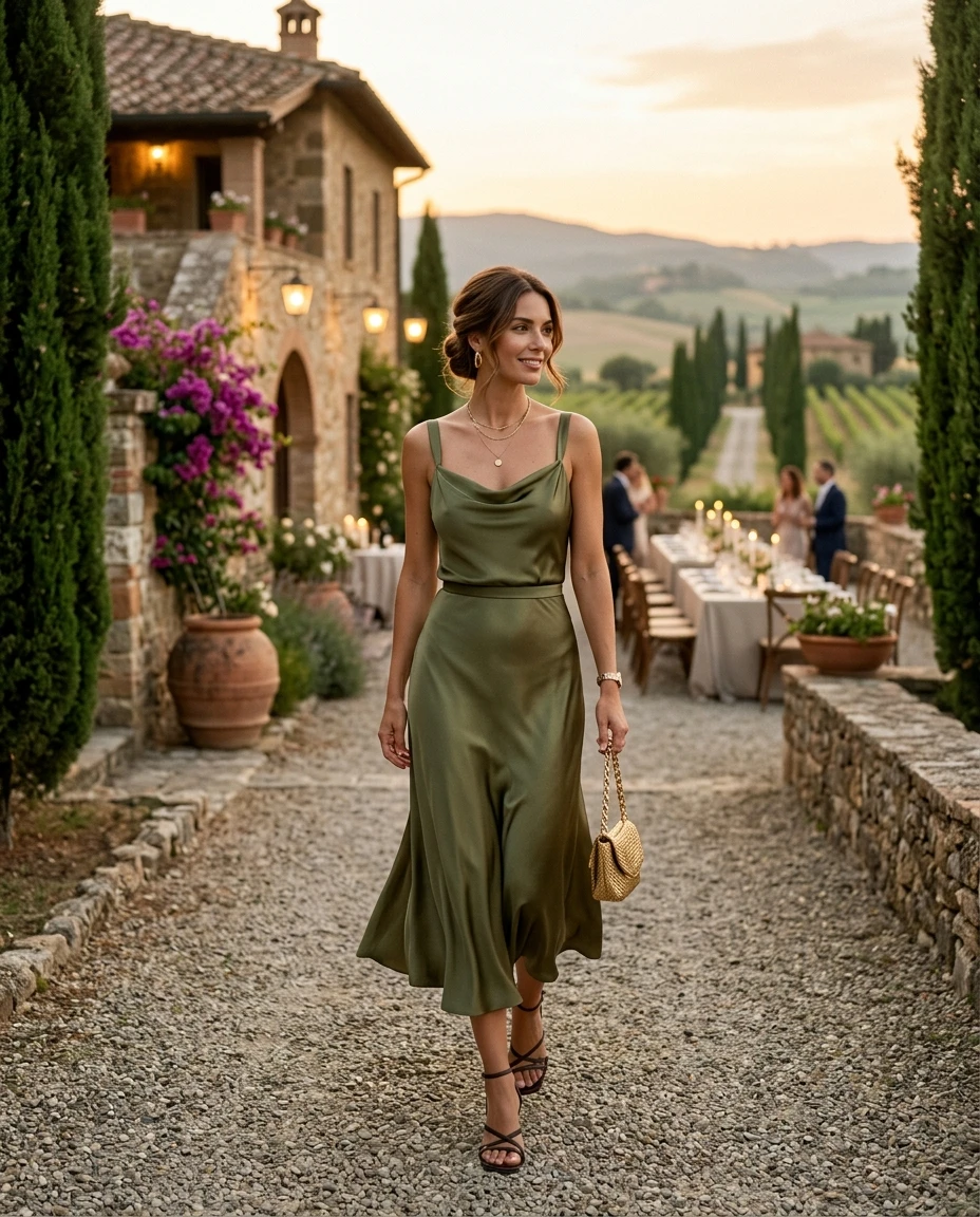 Gemma Deeks Style Guide: Semi Formal dinner outfit in Tuscany Summer 2026
