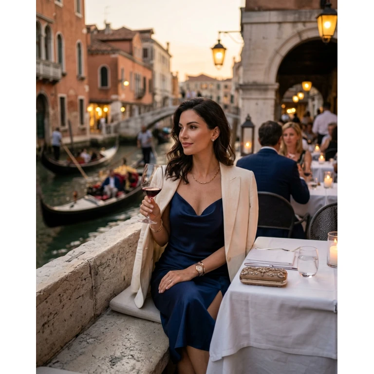 Gemma Deeks Style Guide: Semi Formal dinner outfit in Venice Summer 2026