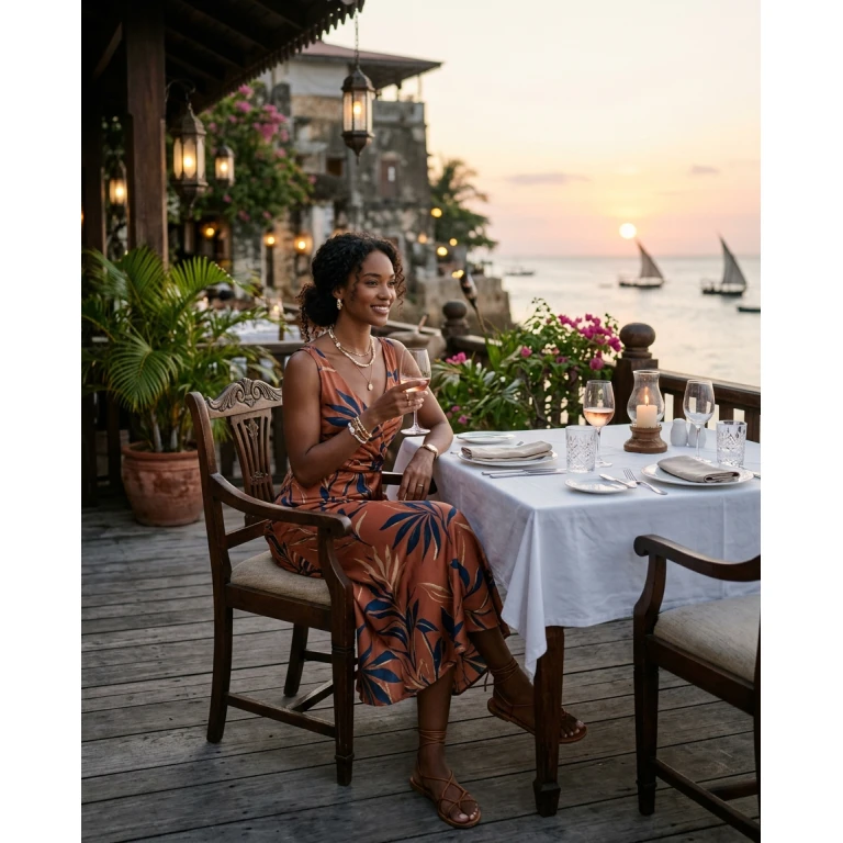 Gemma Deeks Style Guide: Semi Formal dinner outfit in Zanzibar Summer 2026