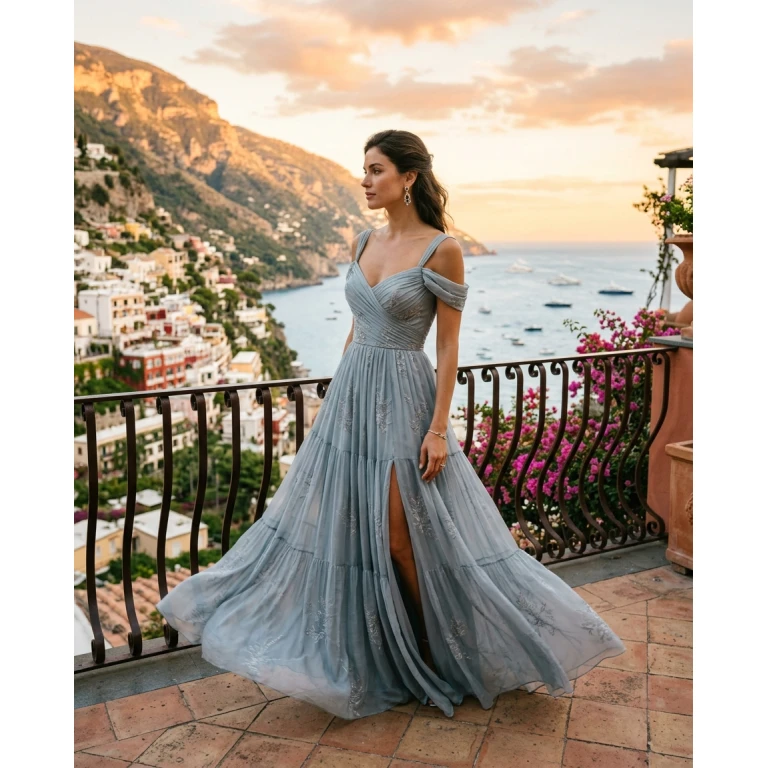 Gemma Deeks Style Guide: Semi Formal gala gown in Amalfi Coast Summer 2026