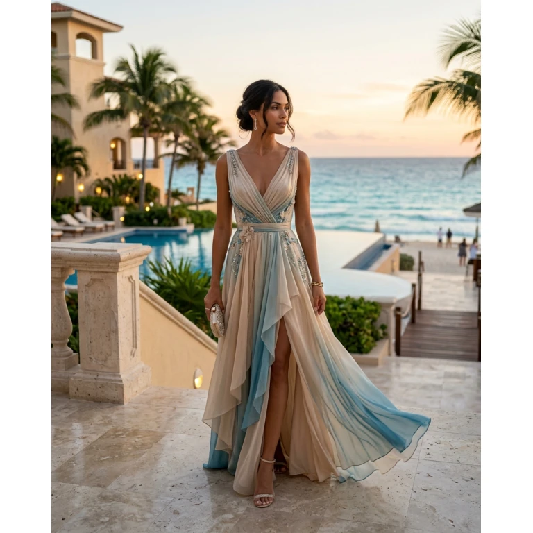 Gemma Deeks Style Guide: Semi Formal gala gown in Cancun Summer 2026