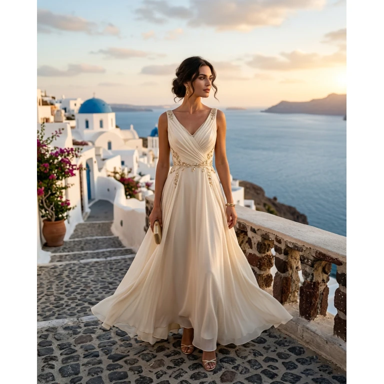 Gemma Deeks Style Guide: Semi Formal gala gown in Greece Summer 2026