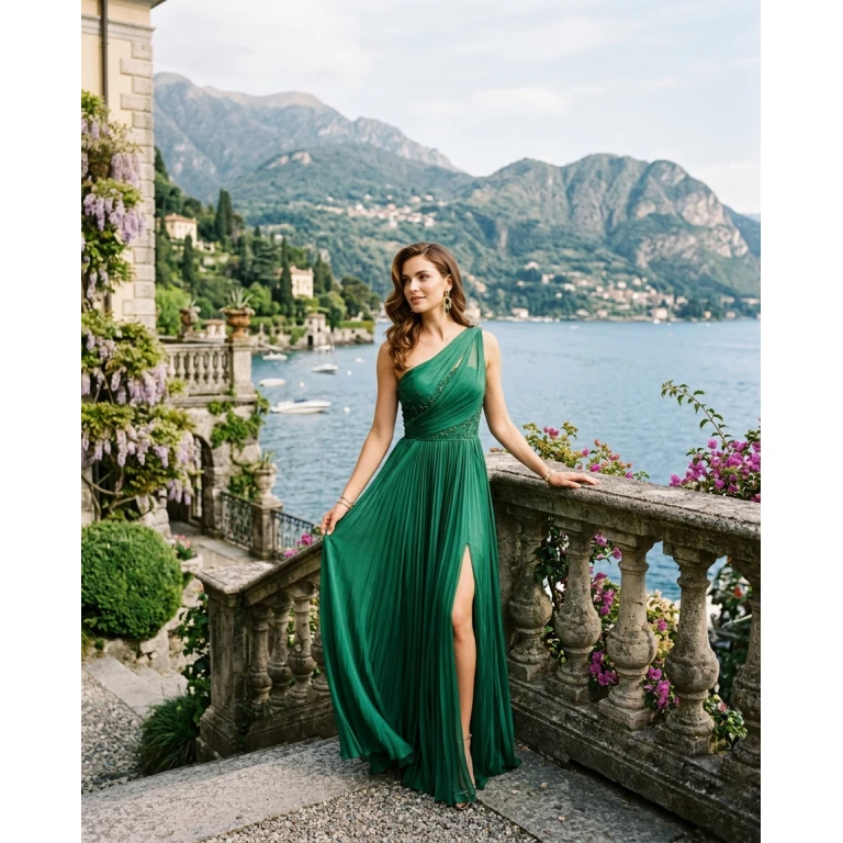 Gemma Deeks Style Guide: Semi Formal gala gown in Lake Como Summer 2026
