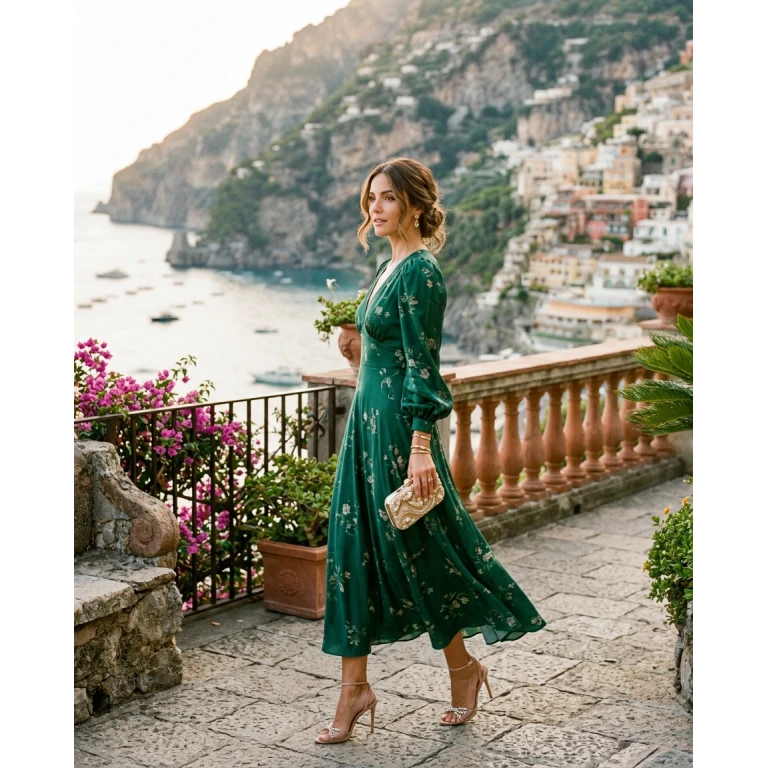 Gemma Deeks Style Guide: Semi Formal wedding guest dress in Amalfi Coast Summer 2026