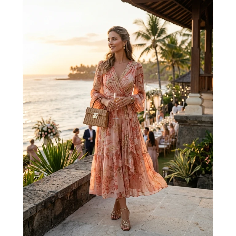 Gemma Deeks Style Guide: Semi Formal wedding guest dress in Bali Summer 2026