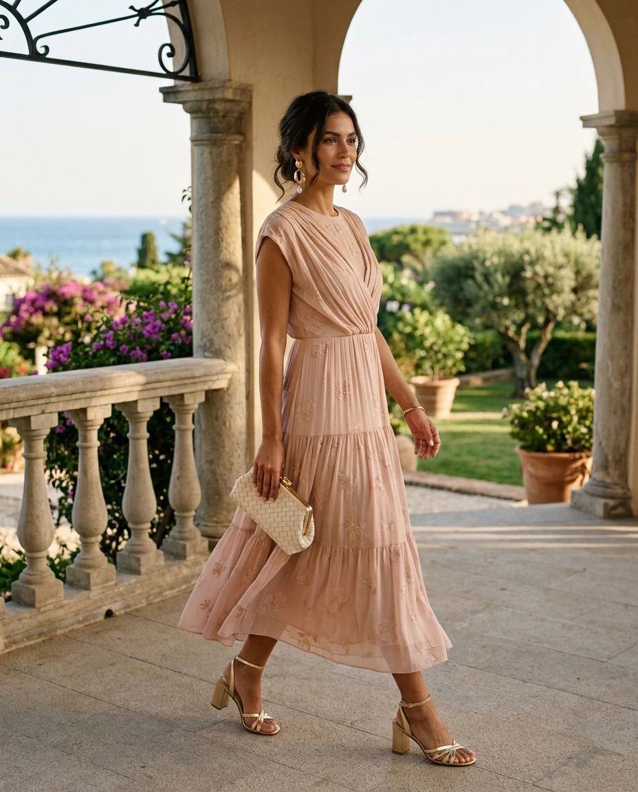 Gemma Deeks Style Guide: Semi Formal wedding guest dress in Marbella Summer 2026