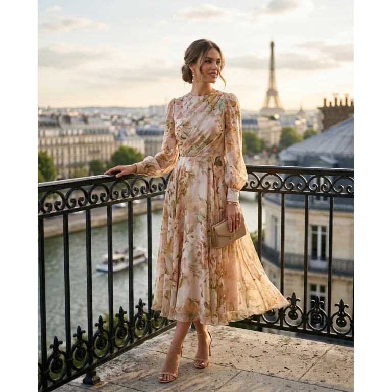 Gemma Deeks Style Guide: Semi Formal wedding guest dress in Paris Summer 2026