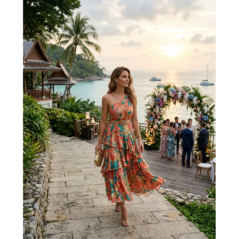 Gemma Deeks Style Guide: Semi Formal wedding guest dress in Phuket Summer 2026