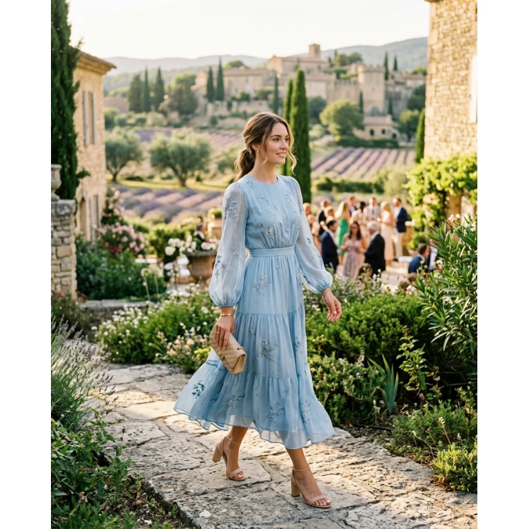 Gemma Deeks Style Guide: Semi Formal wedding guest dress in Provence France Summer 2026