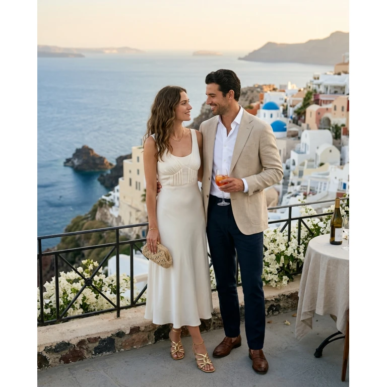 Gemma Deeks Style Guide: Smart Casual Anniversary in Santorini Summer 2026