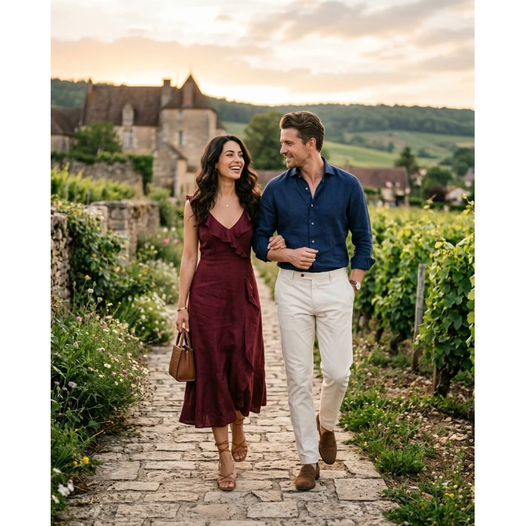 Gemma Deeks Style Guide: Smart Casual Date night in Burgundy Summer 2026