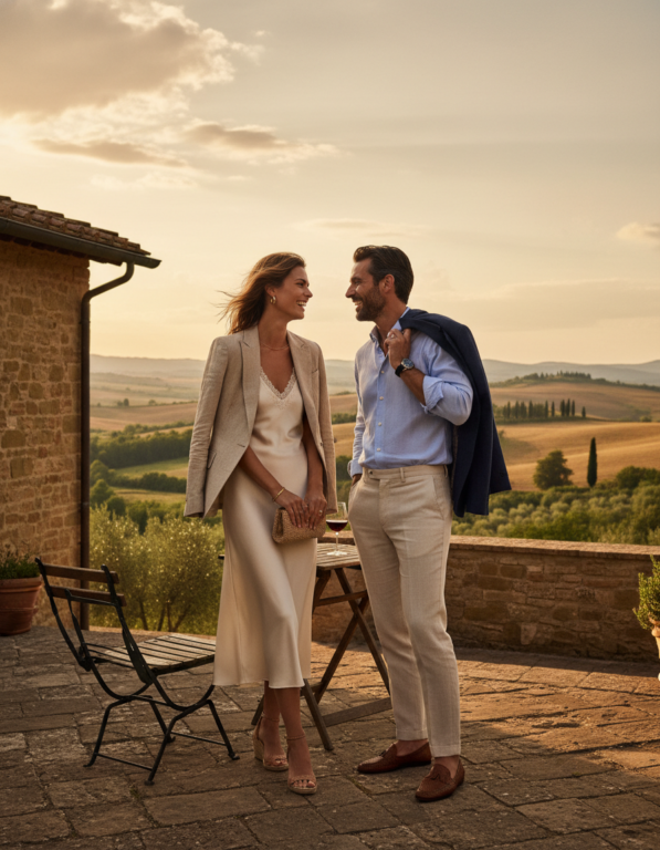 Gemma Deeks Style Guide: Smart Casual Date night in Tuscany Summer 2026