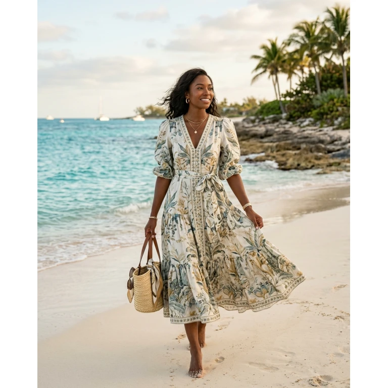 Gemma Deeks Style Guide: Smart Casual Designer Summer Dresses in Bahamas Summer 2026