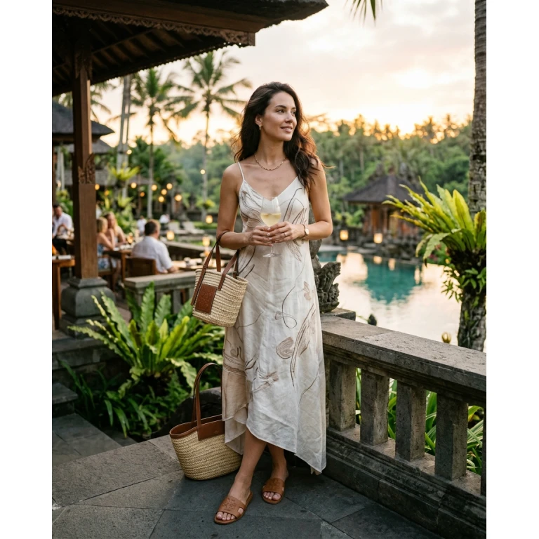Gemma Deeks Style Guide: Smart Casual dinner outfit in Bali Summer 2026